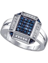 0.29CTW BLUE DIAMOND CLUSTER RING