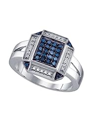 0.29CTW BLUE DIAMOND CLUSTER RING