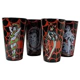Set of 4 Ed Hardy Monster Gal Black Glass Pint Glasses