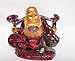Dual Color (Red and Gold) Laughing Buddha Figurine for Prosperity, Wealth and Happiness - Red Wood