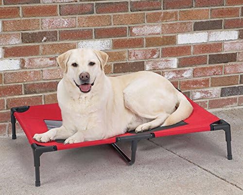 AZPet Elevated Pet Bed Dog Bed Cat / Dog Portable Camping Cot Comfortable and Waterproof Red - Large 36" x 30"