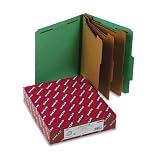 Smead Products - Smead - 3 Expansion Classification Folder, 2/5 Cut, Letter, 8-Section, Green, 10/Box - Sold As 1 Box - SafeSHIELDTM coated fastener technology - Feature 2 capacity prong fasteners inside front and back 23 pt. pressboard covers. - 1 capacity fasteners on both sides of three 17 pt. brown Kraft dividers. - Matching color Tyvek gussets. - 2/5 cut top tabs in right of center position.