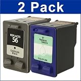 2-Pack replacement Remanufactured Black & TriColor Ink Set for HP 56 / 57 (C6656AN / C6657AN)