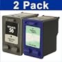 Remanufactured HP 57 / C6656 Black and HP 57 / C6657 Tri-Color Printer Ink Cartridge 2-Pack (1 Black HP56 + 1 Color HP57) for HP Printers - by FOCUS BRAND
