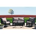 Indoor/Outdoor Wicker Patio Furniture Set - Mocha