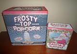 Vintage Advertising Food Canister Tins 2pc Set - Frosty Top Popcorn, Santa's Biscuits