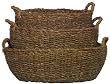 Natural Hand Woven Seagrass Round Basket 15"Dx11.5"H
