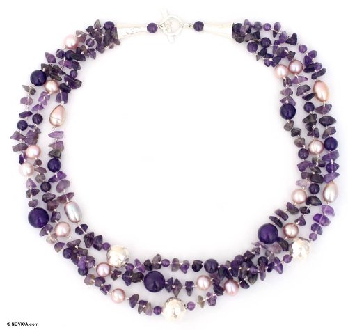 Pearl and amethyst strand necklace Glorious