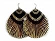 Large 2" Brown Metal Feather Dangle Earrings Fashion Jewelry