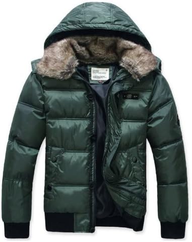Men's Overcoat Cotton-padded down jackets fashion Parka (Army Green Color , Size : M )