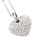 Fancy Small Silver Tone Clear Crystal Pave Heart Charm Pendant Necklace Elegant Trendy Love Fashion Jewelry