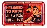 Elvis He Dared to Rock Neon License Plate Clock