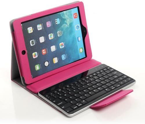 TPCROMEER Rose iPad Air iPad 5 Stand Leather Folio Case Cover with Removable Wireless Aluminum Bluetooth Keyboard