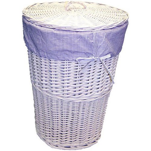 White Wicker Hamper with Lilac Liner