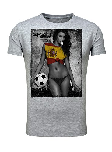 Legendary Items Herren T-Shirt EM 2016 Sexy Girl Frau Fußball Europameisterschaft Vintage Spanien Spain grau L