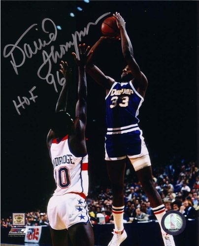 David Thompson Autographed/Hand Signed Nuggets 8x10 Photo with HOF 96 Inscription (NBA Shot Pose 6)