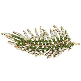 Gold Plated Studded Pine Leaf Pin Brooch