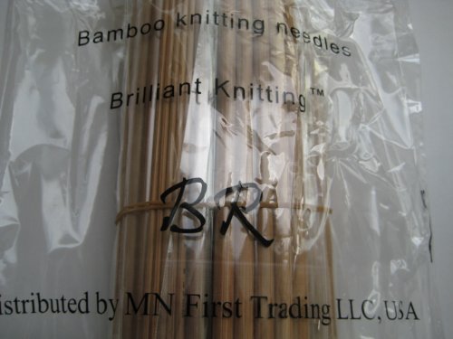 One set of 12 size BrilliantKnitting (BR brand) double pointed bamboo knitting needles US 0-10.5. 5 inches (12.7cm) in length
