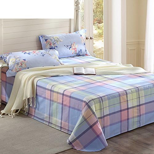 Plaid print cotton sheets/ single cotton double sheets-A 185x230cm(73x91inch)