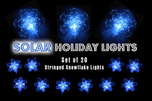 Solar Blue Safety Lights - 20 Large 2 Inch Very Bright Blue LED Stringed 12 Foot Long