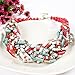 Chunky 18K Gold Coral Red Beaded Torsade Multiple Rows Twist Bib Choker Necklace