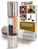 The Original SpiceCrafts Salt & Pepper Grinder Set - Stainless Steel - Clear Acrylic Body - 2 in 1 Dual Action