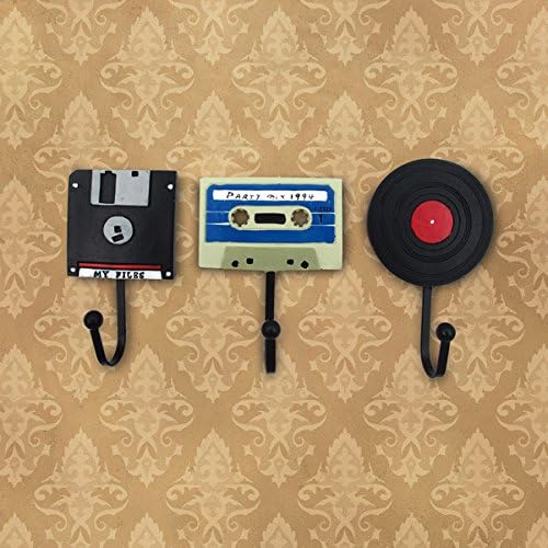 Music Producer Styles Resin Hooks Wall Mounted Retro Design Metal Storage Hooks 3 Pieces/Set