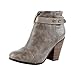 Breckelle's GAIL-22 Women's Belted Chunky Stacked Heel Ankle Booties Beige 8