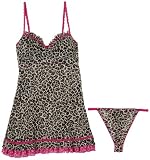 Cinema Etoile Women's Leopard Print Stretch Lace Babydoll - 613374