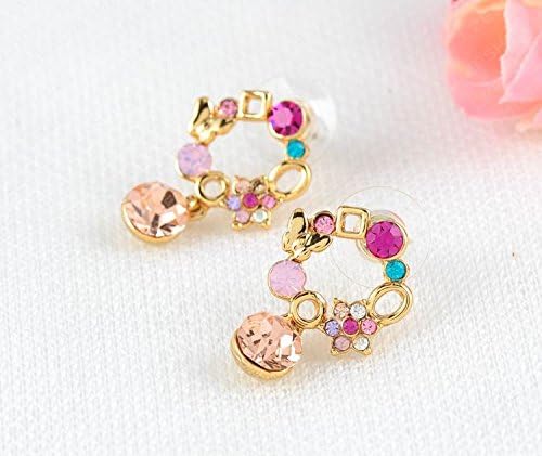 Cute Wreath with Butterfly Earrings Real 18k Gold Plated SWA Element Austrian Crystal Earring