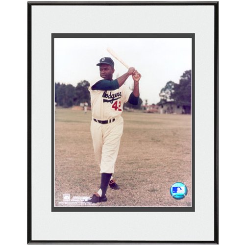 Photofile Brooklyn Dodgers Jackie Robinson 'Swinging' Framed Photo