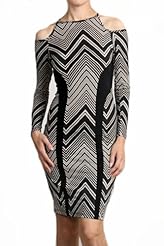 Sexy Chevron Print Zig Zag Polyester Long Sleeves Cocktail Above the Knee Evening Dress/Party Dress/Mini Dress 