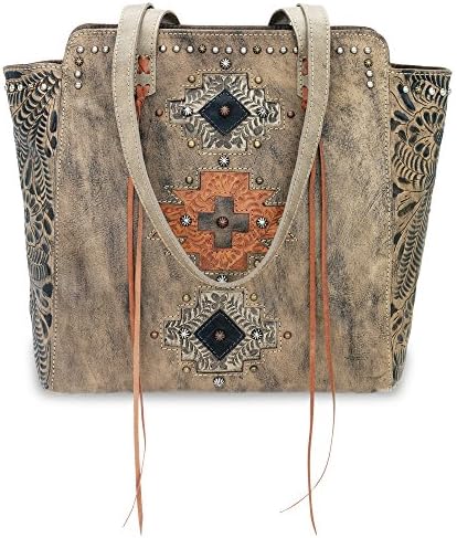 American West Navajo Soul Collection Zip Top Tote Western Handbag Purse- 3483534rw