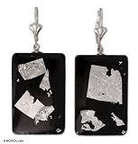 Cedar earrings, 'Silver Night' 0.9 W 2.1 L