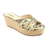 Mia Queen Open Toe Wedge Sandals Shoes Beige Womens