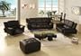 Complete Modern Leather Living Room set with Dining Table + Four Chairs, Coffee Table, and Ottoman