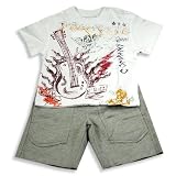Mishmish - Infant Boys Short Sleeve Short Set, White, Grey