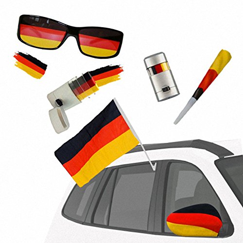 Taffstyle® Fan Set Fanartikel Deutschland Fussball WM Weltmeisterschaft 2014 & EM Länder Flaggen Style – 5-teiliges Autoset
