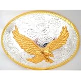 STERLING SILVER & GOLD PLATE AMERICAN EAGLE BELT BUCKLE