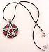 Pewter Celtic Pentacle Pendant Red Rhinestones Wicca
