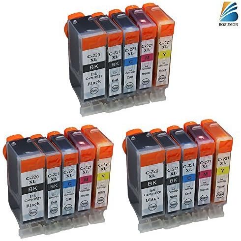 15 Pack ink cartridge for canon ink 220 221 use with Canon PIXMA Ip3600, PIXMA Ip4600, PIXMA Ip4700, PIXMA MX860. Ink Cartridges for Canon inkjet printers.