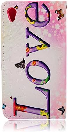 Love Print Design Wallet Leather Flip Folio Magnetic Skin Tpu Case Cover Card Slots for Sony Xperia Z4