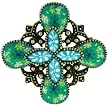 Vintage Green Flower Brooch Pin