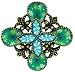 Vintage Green Flower Brooch Pin - For Valentines Day Gift