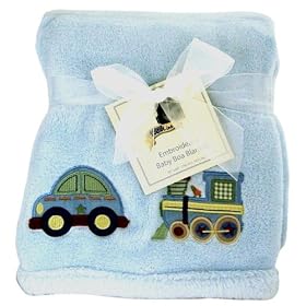 Kids Line Pram Boa Blanket with Car Embroidery (Blue)