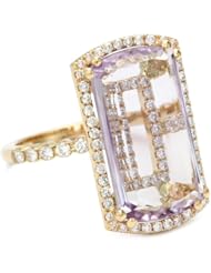 Suzanne Kalan "Vitrine" Rose De France and Diamond Bezel Ring