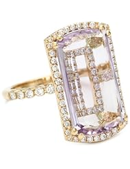 Suzanne Kalan "Vitrine" Rose De France and Diamond Bezel Ring