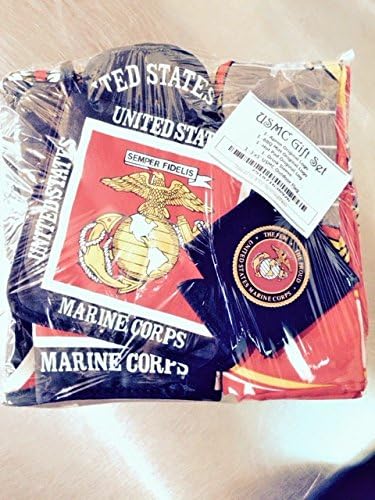 USMC Marine BBQ Grill Gift Set Apron Flag Mitt Holder Can Insulator