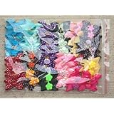Pack of 50 Dog Hair Bows for All Seasons - Unique 4-corner design with center decoration