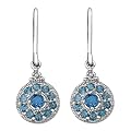 10k White Gold Round Topaz Earrings